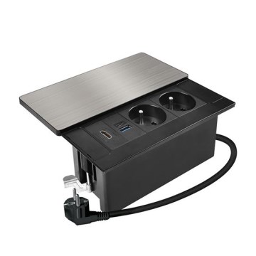 Tomada de embutir com carregamento sem fios de 20W, 2 tomadas + USB-A + USB-C + HDMI
