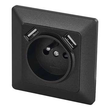 Tomada doméstica com USB 250V/16A antracite