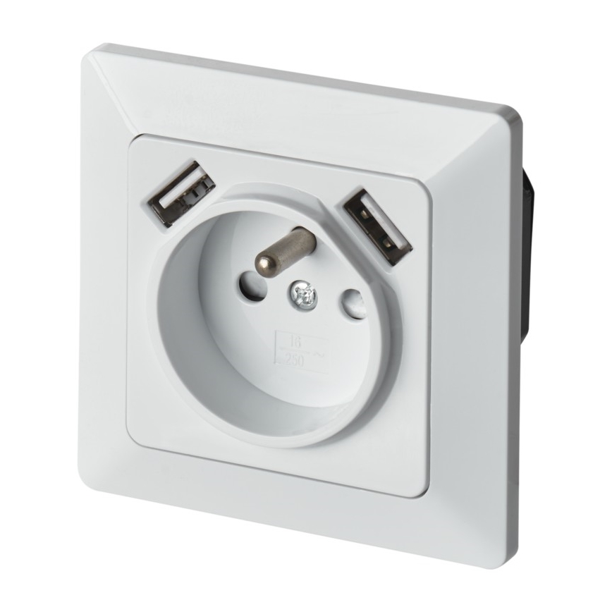Tomada doméstica com USB FRENCH 250V/16A