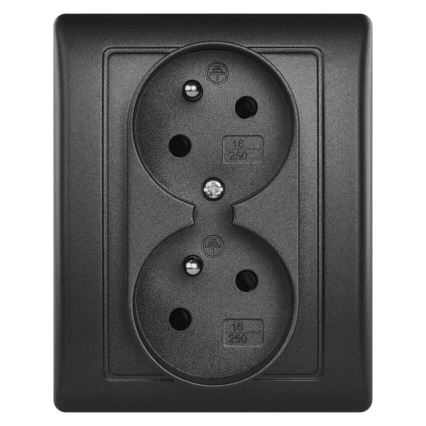 Tomada doméstica dupla 250V/16A antracite