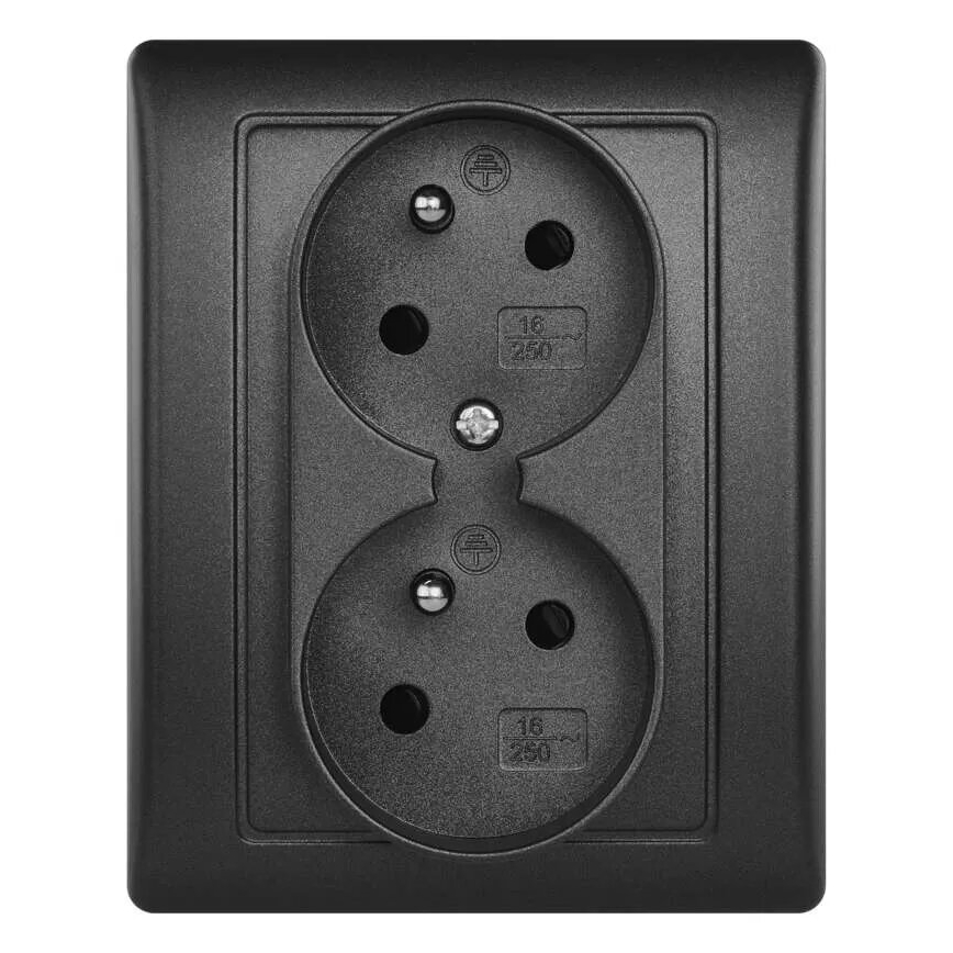 Tomada doméstica dupla 250V/16A antracite
