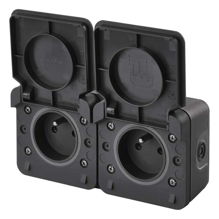 Tomada dupla para ambientes húmidos IP55