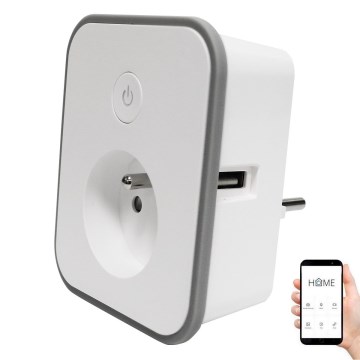 Tomada inteligente com medição do consumo 3680W/230V + 2xUSB/12W/5V Wi-Fi