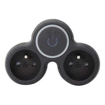 Tomada múltipla com interruptor 2x 10 A preta