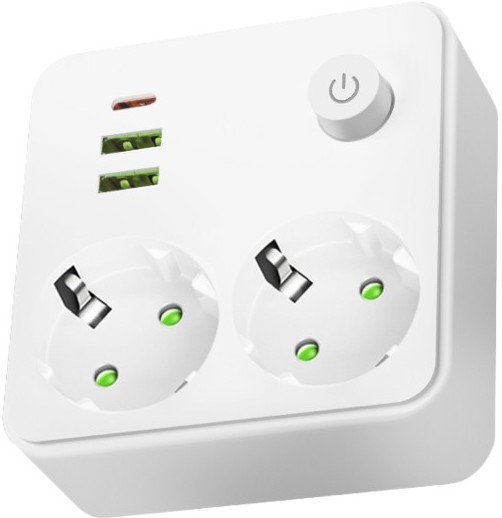 Tomada múltipla com interruptor LINEA 2x230V + 3xUSB A/C SCHUKO branca