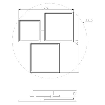 Top Light - Candelabro integrado LED com regulação MERKUR LED/50W/230V 3000-6500K preto + controlo remoto