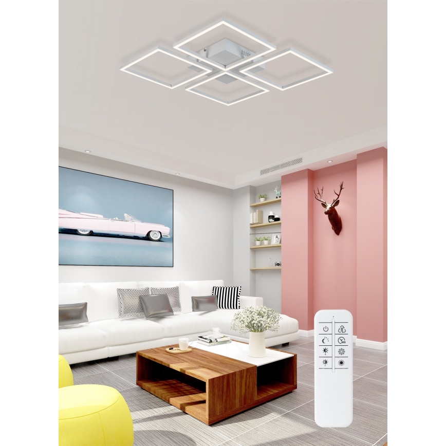 Top Light - Candelabro integrado LED com regulação RIVIERA 4xLED/16,25W/230V angular branco + controlo remoto