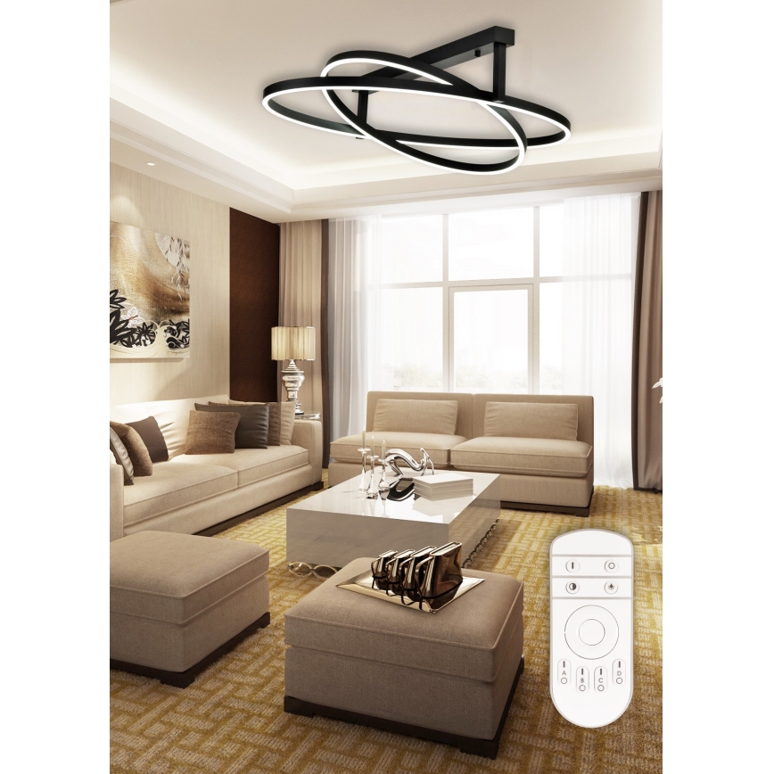 Top Light - Candelabro integrado LED com regulação SATURN 2xLED/25W/230V preto + controlo remoto
