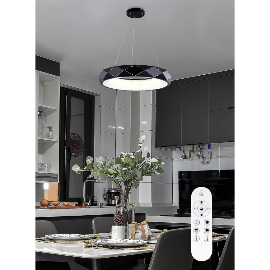 Top Light - Candelabro suspenso LED com regulação APOLO LED/45W/230V preto + controlo remoto