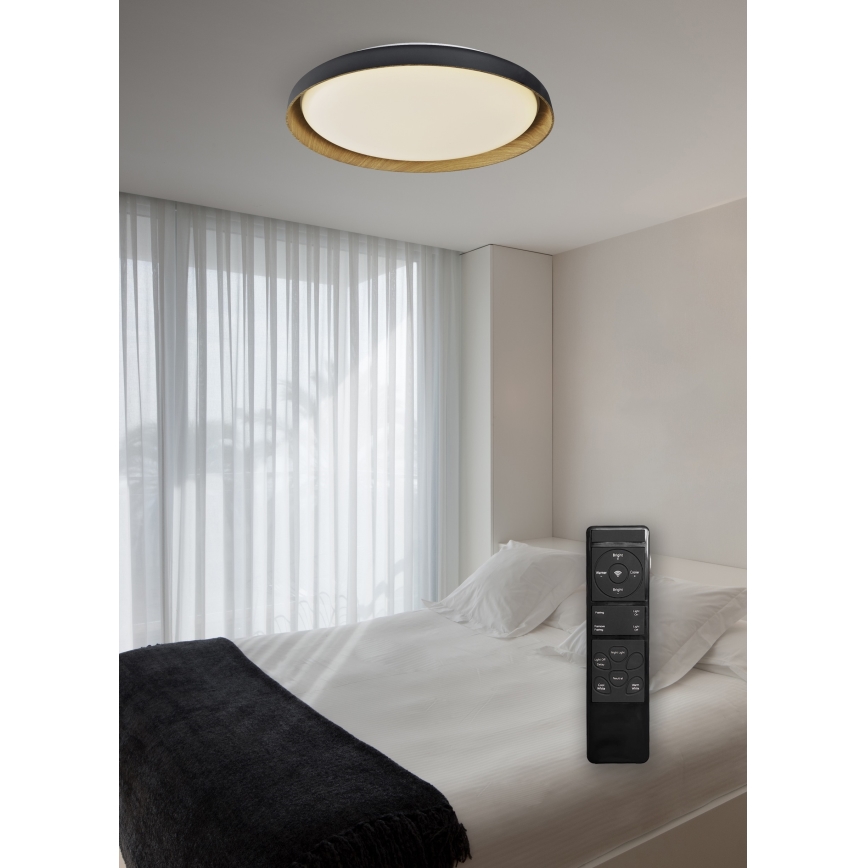 Top Light - Iluminação de teto LED com regulação SATELLITE LED/48W/230V 3000-6500K diâmetro 53 cm preto/castanho + comando