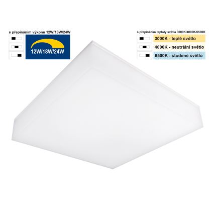 Top Light - LED Regulação teto iluminação de parede BOXTER LED/12/18/24W/230V IP54 3000/4000/6500K 28x28 cm