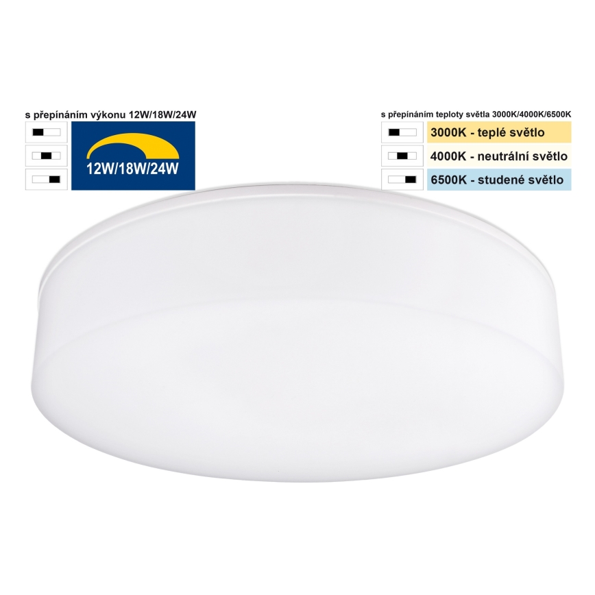 Top Light - Iluminação de teto para casa de banho LED com regulação BOXTER LED/12/18/24W/230V IP54 3000/4000/6500K diâmetro 28 cm