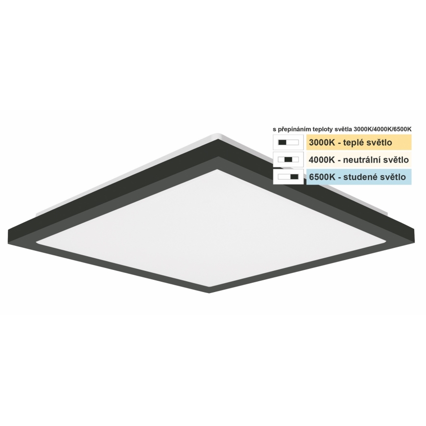 Top Light - Iluminação de teto para casa de banho LED ONYX LED/10W/230V IP44 3000/4000/6500K 28x28 cm preto