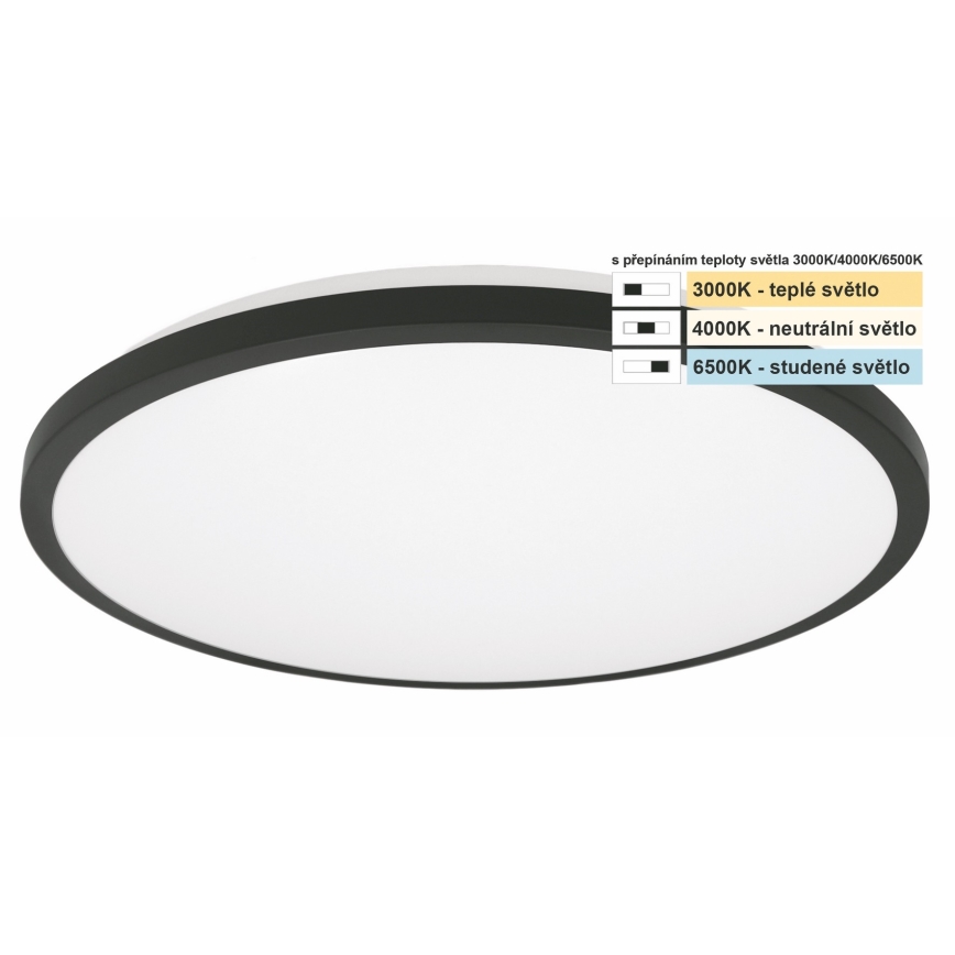 Top Light - Iluminação de teto para casa de banho LED ONYX LED/10W/230V IP44 3000/4000/6500K diâmetro 29 cm preto