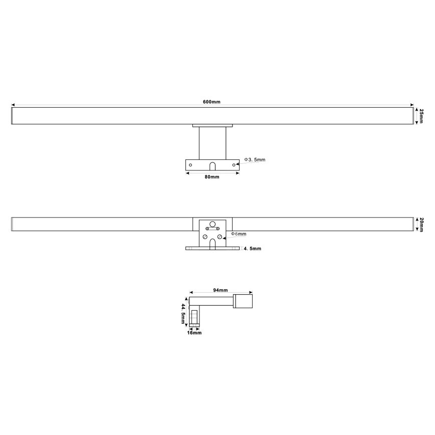 Top Light - Iluminação para espelho de casa de banho LED OREGON LED/9W/230V 60 cm IP44