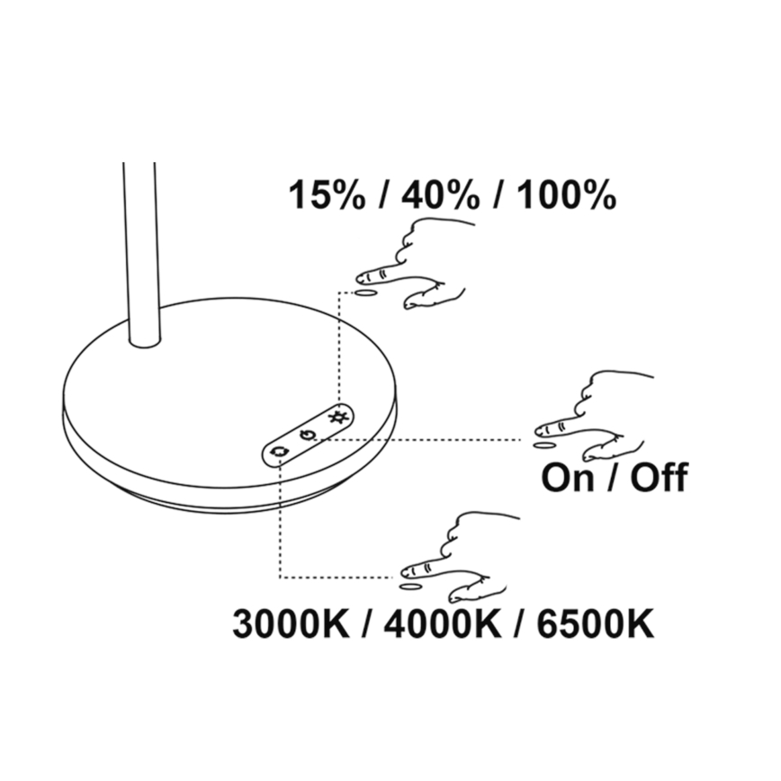 Top Light - Lâmpada de mesa LED tátil e dimerizável BELLA LED/4,8W/5V 3000/4000/6500K branca