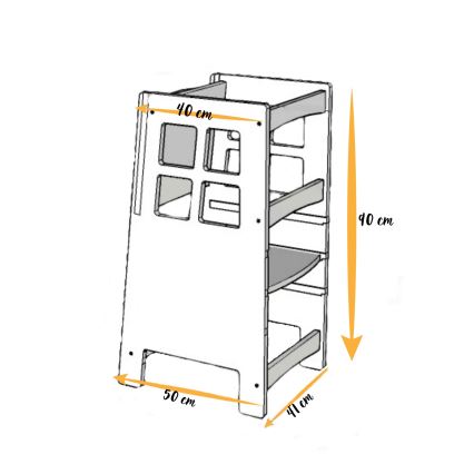 Torre de aprendizagem KULE 90x50 cm castanho/branco