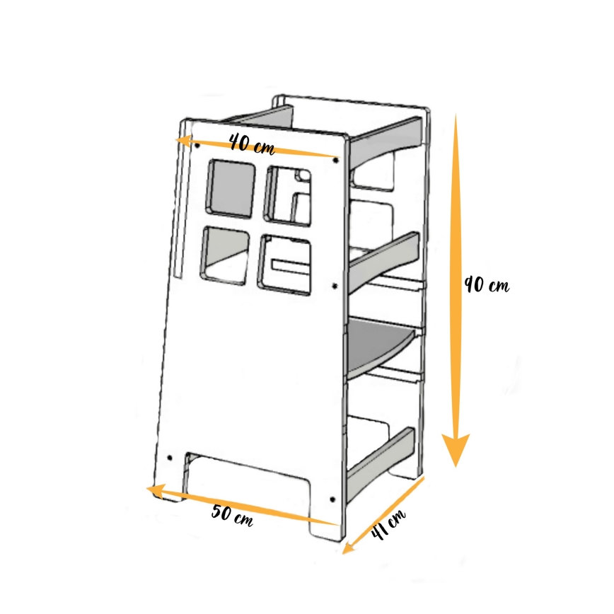 Torre de aprendizagem KULE 90x50 cm castanho/branco