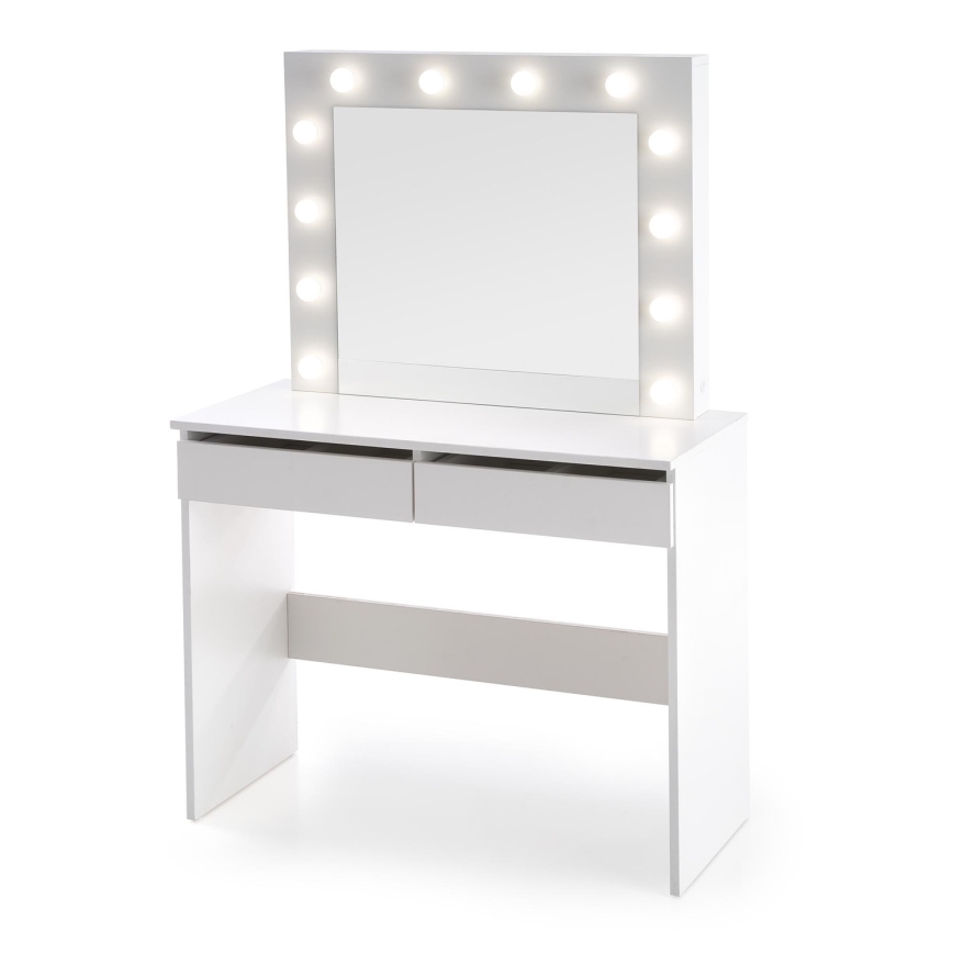Toucador com iluminação LED HOLLYWOOD 140x94 cm branco