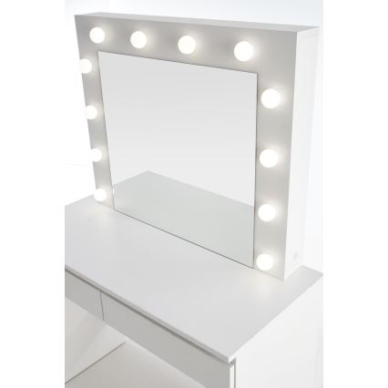 Toucador com iluminação LED HOLLYWOOD 140x94 cm branco