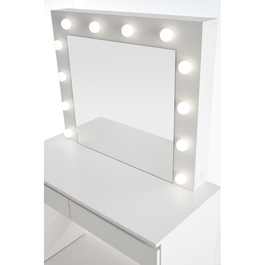 Toucador com iluminação LED HOLLYWOOD 140x94 cm branco