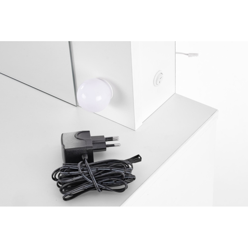 Toucador com iluminação LED HOLLYWOOD 140x94 cm branco