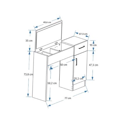 Toucador INCI 108,8x77 cm pinho atlantic/antracite