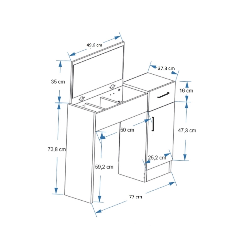 Toucador INCI 108,8x77 cm pinho atlantic/branco