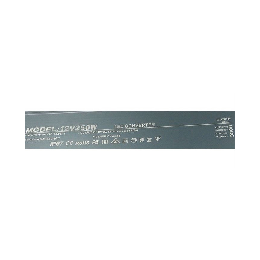 Transformador eletrónico LED 250W/12V IP67