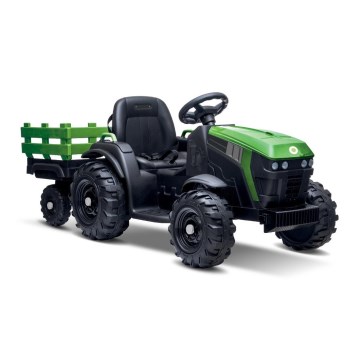 Trator elétrico com reboque 2x30W/7000 mAh preto/verde + comando