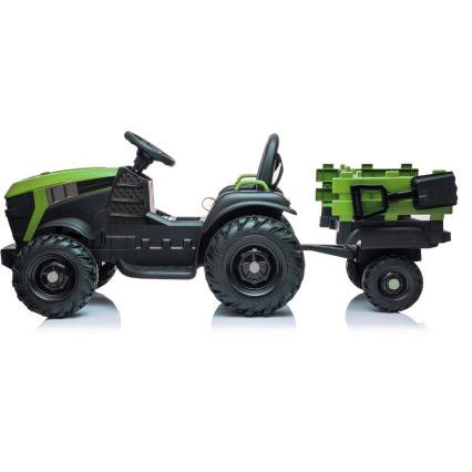 Trator elétrico com reboque 2x30W/7000 mAh preto/verde + comando