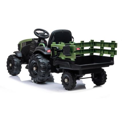 Trator elétrico com reboque 2x30W/7000 mAh preto/verde + comando