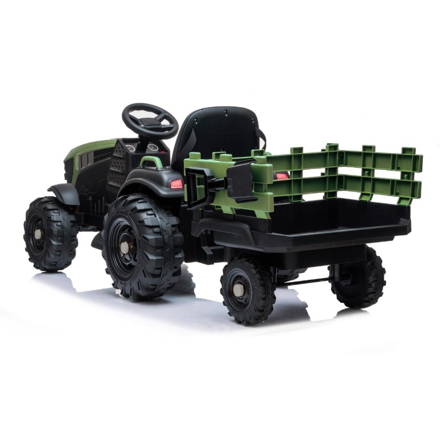 Trator elétrico com reboque 2x30W/7000 mAh preto/verde + comando