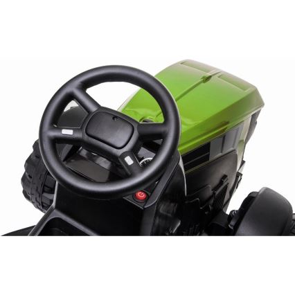 Trator elétrico com reboque 2x30W/7000 mAh preto/verde + comando