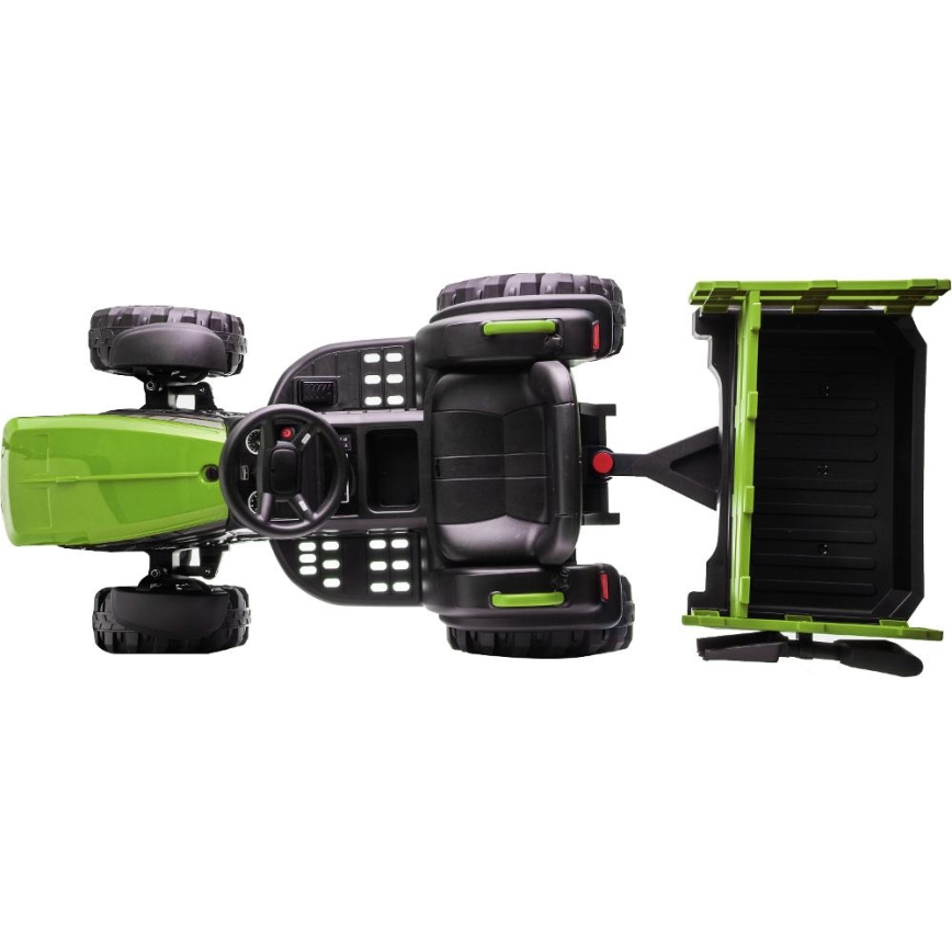 Trator elétrico com reboque 2x30W/7000 mAh preto/verde + comando