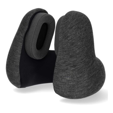 Travesseiro de viagem com auscultadores sem fios integrados 400 mAh cinza