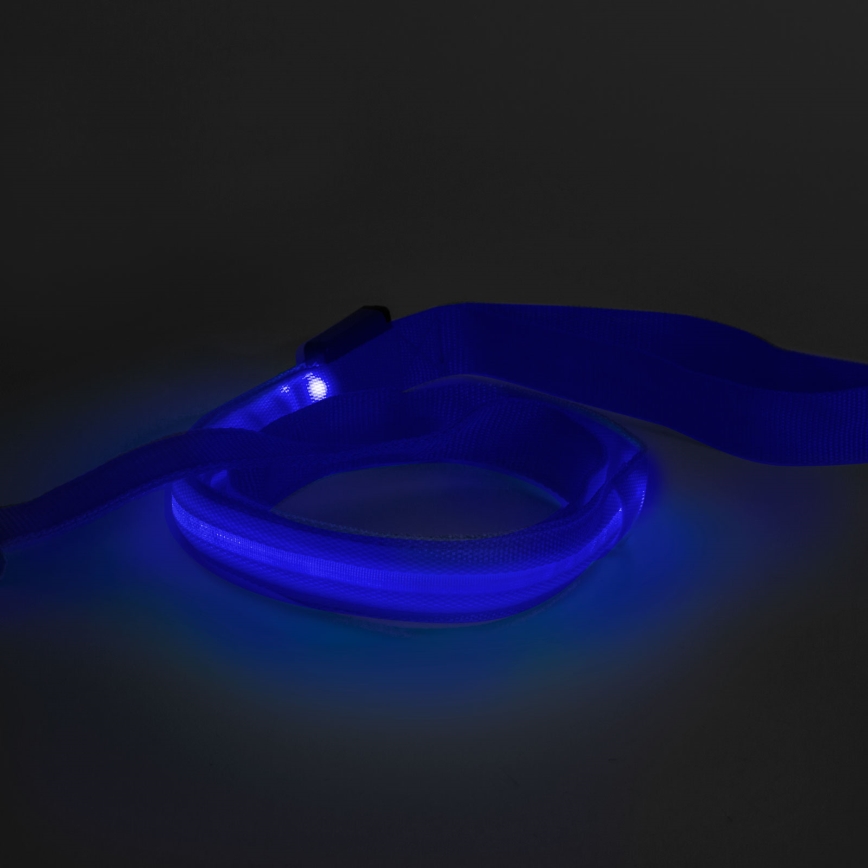 Trela LED recarregável 120 cm 2xCR2032/5V/40 mAh azul