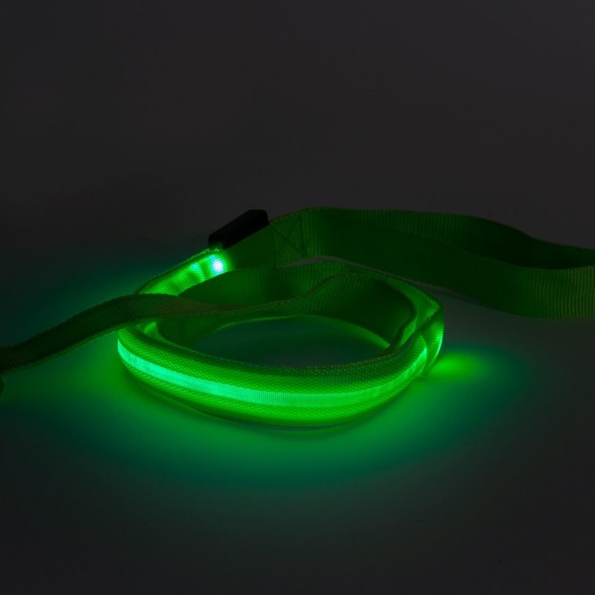 Trela LED Recarregável 120 cm 2xCR2032/5V/40 mAh verde
