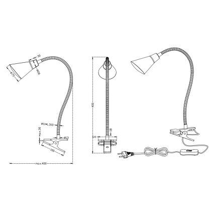 Trio - Candeeiro com clipe LED PRETO LED/4,1W/230V