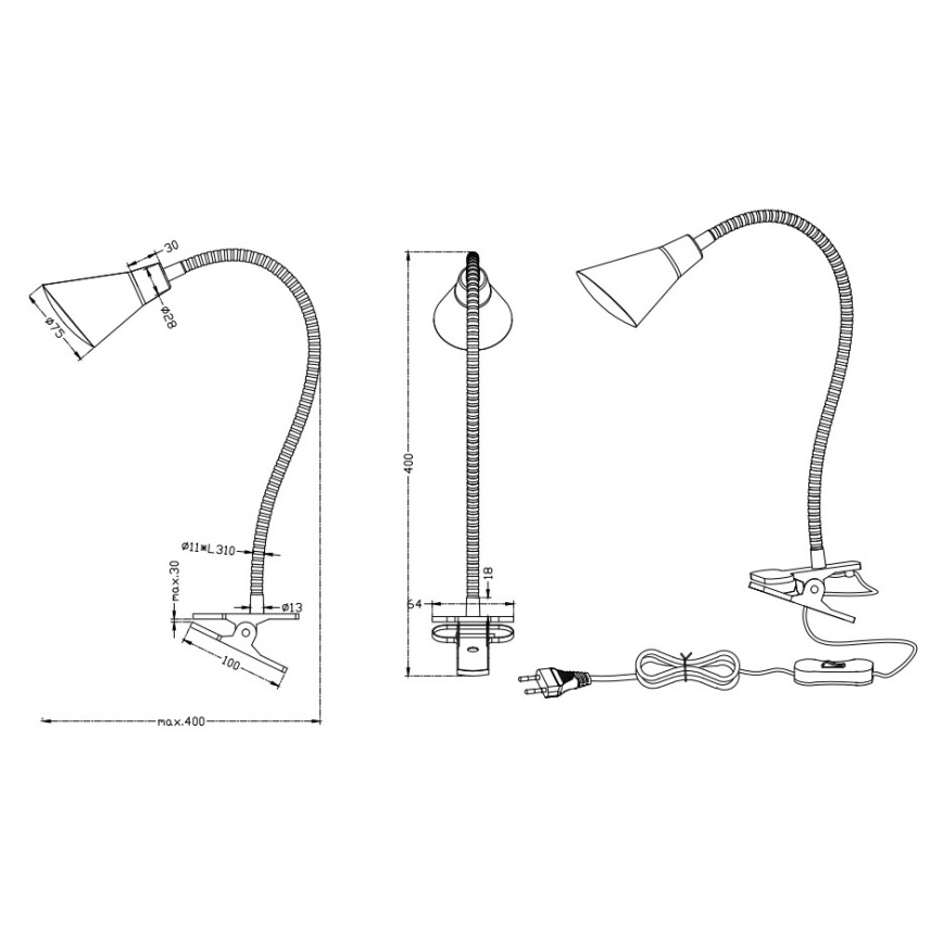 Trio - Candeeiro com clipe LED PRETO LED/4,1W/230V