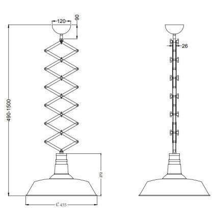 Trio - Candelabro de altura ajustável DETROIT 1xE27/42W/230V