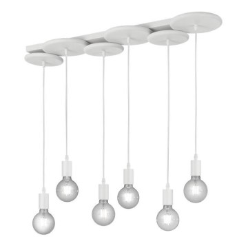 Trio - Candelabro suspenso DISCUS 6xE27/28W/230V branco