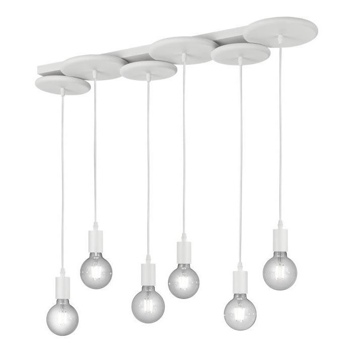 Trio - Candelabro suspenso DISCUS 6xE27/28W/230V branco