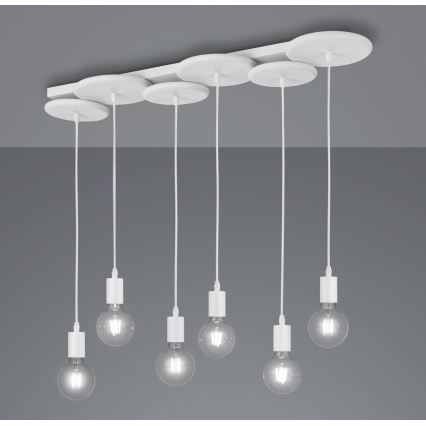 Trio - Candelabro suspenso DISCUS 6xE27/28W/230V branco