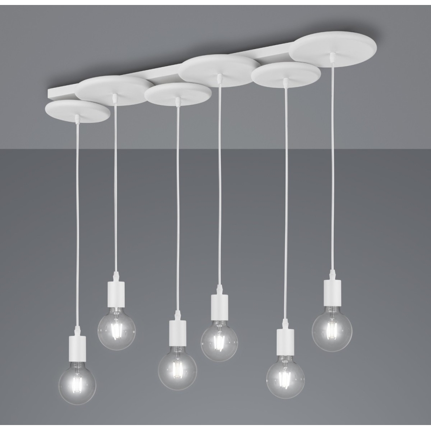 Trio - Candelabro suspenso DISCUS 6xE27/28W/230V branco