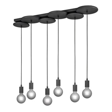 Trio - Candelabro suspenso DISCUS 6xE27/28W/230V preto