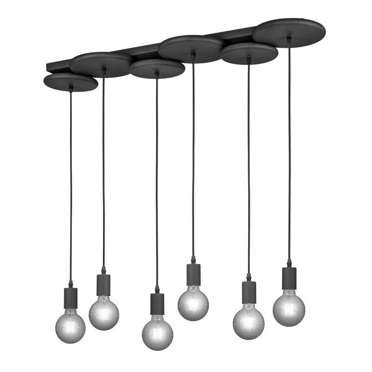 Trio - Candelabro suspenso DISCUS 6xE27/28W/230V preto