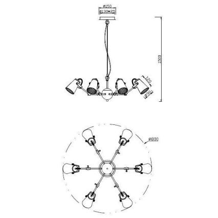 Trio - Candelabro suspenso EDWARD 6xE14/40W/230V