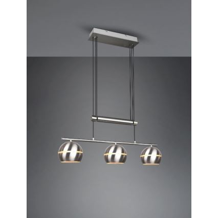 Trio - Candelabro suspenso FLETCHER 3xE14/40W/230V cromado mate
