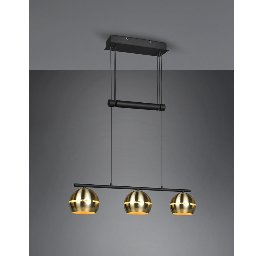 Trio - Candelabro suspenso FLETCHER 3xE14/40W/230V latão